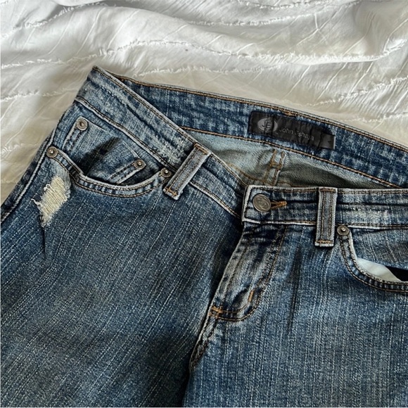 Jet Jeans by John Eshaya Vintage blue dark skinny pants distressed ripped - Picture 6 of 8